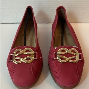 Women's Rose Pink ballet flats with Gold Accent